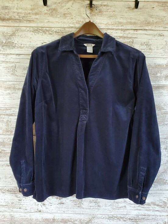 Duluth Trading Co Tops - Duluth Trading Co Fine Wale Corduroy Popover Shirt Blouse Navy Blue Unisex